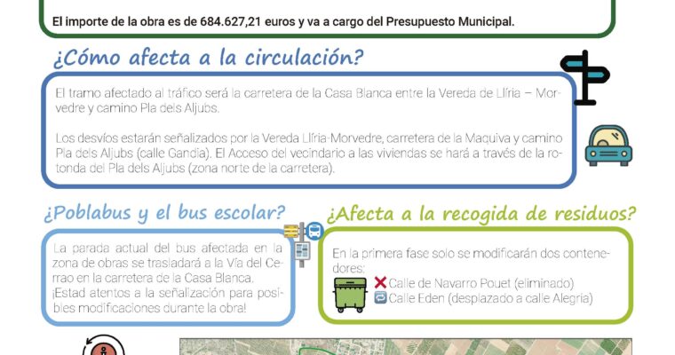 Memoria, Planos, Anejos y Desvíos del Colector general carretera Casablanca, unidad de ejecución POUET y unidad de ejecución ALJUBS.